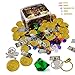 Smilkat Pirate Treasure with Plastic Gold Coins and Diamonds Gems Jewelry, Pirates Party Favor Game Play Set Toys Supplies for Kids