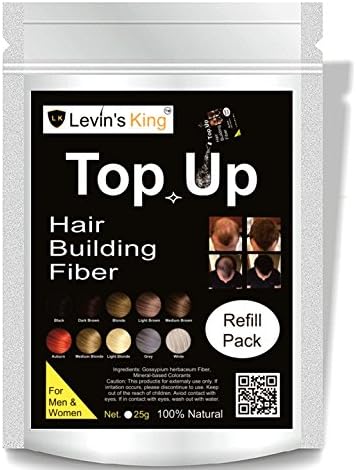 Levins KinG Hair Building Fiber, Hair concealer Refill Pack Use For All Hair fiber 25 Gram Pack of 1 (Medium Blonde)