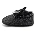 Ecosin Baby Girl Soft Sole Bowknot Bling Bling Shoes Prewalker Socks Sneakers (12/6-12months, Black)
