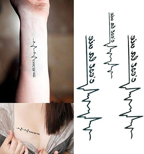 hermosotodo 2Sheet Hot Selling for Male and Female Sexy Temporary Body Art Sticker Henna Tatoo Arm Chest Fake Tattoo Ecg Alphabet Pattern Designs