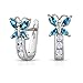 Butterfly Girls March Simulated Birthstone Huggie Earrings 925 Sterling Silver with Secure Backs (March)