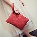 Hunputa Women Leather Handbag Clutch Evening Bag Simple Retro Envelope Package (Red)