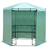 Outsunny Portable 3-Tier Shelf Hexagonal Walk In Greenhouse, 7.5-Feet