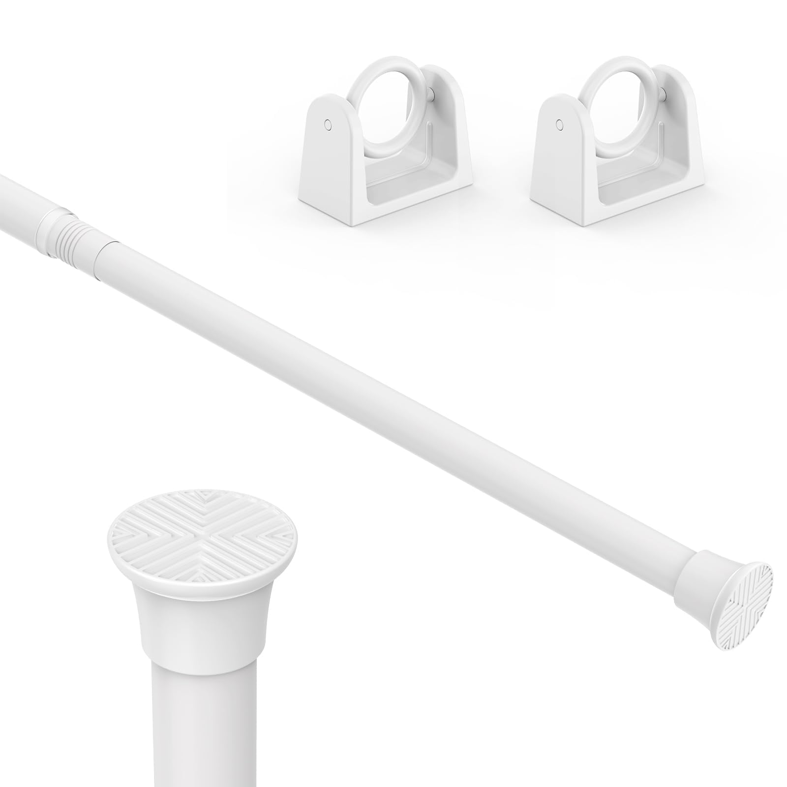 Photo 1 of 1PCS Spring Tension Curtain Rods 32 to 62 Inch White Tension Rod Spring Tension Rod long Curtain Rod Tension Adjustable Curtain Rods for Kitchen