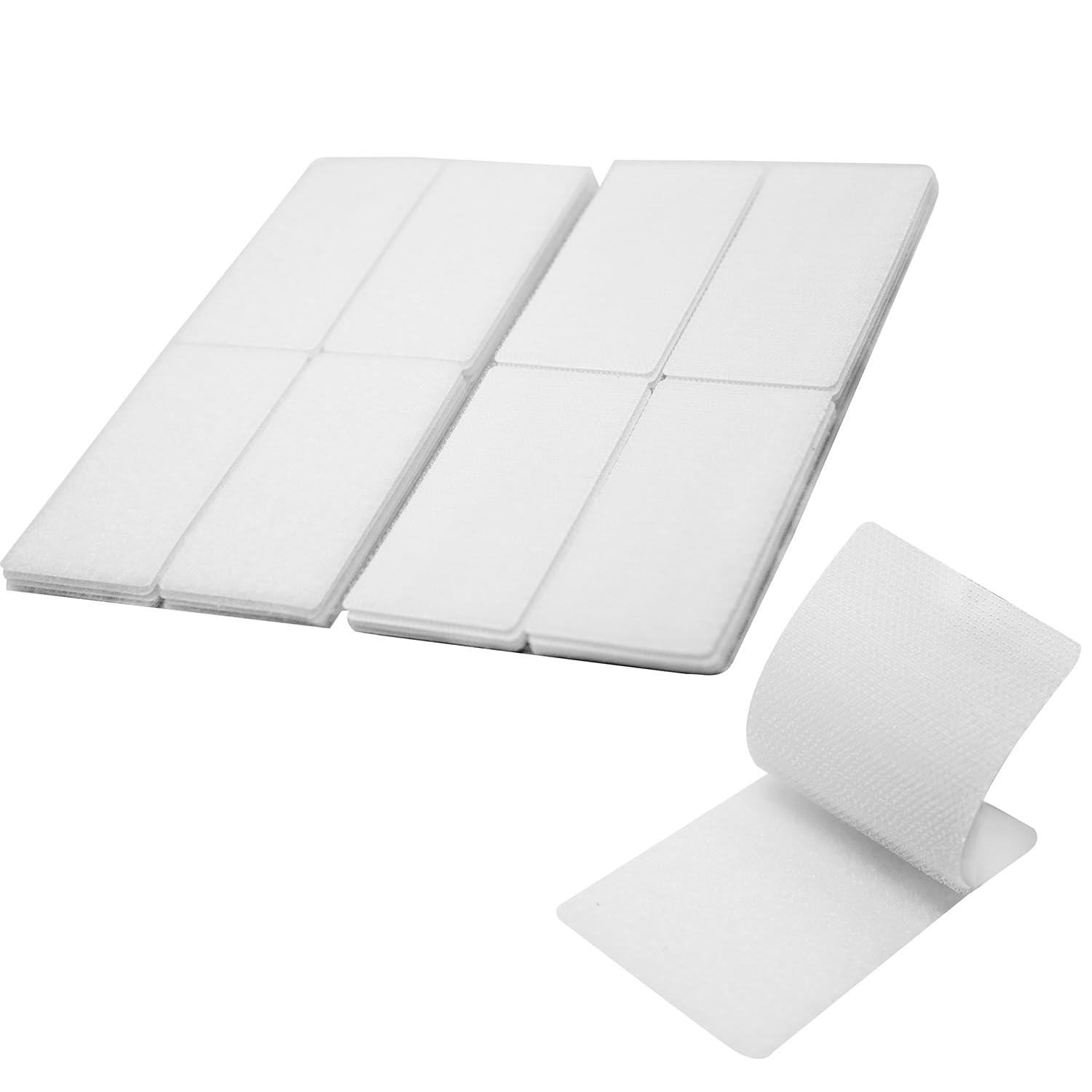 Photo 1 of (2x4 Inch, 20 Sets) Strips with Adhesive for Fabric, No Sew Stick On for Fabric, Sticky Back for Clothes, Curtains - Heavy Duty Double Sided Hook and Loop Hem Tape Fasteners, No Sewing No Iron, White