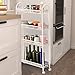 Rackaphile 4-Tier Slim Slide Out Storage Tower Rack Mesh Rolling Organization Serving Cart Shelf for Narrow Spaces Roller, White