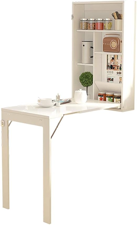 Mesa Blanca Montada En La Pared Mesa De Gabinete De