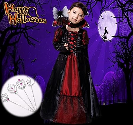 Amazon Sweet Giirl ハロウィン 女の子 人気 可愛い ドラキュラ 衣装 で決めちゃおう 小物 もついて 完璧 魔女 ビッチ 吸血鬼 女王 悪魔 ドラキュラ L キッズコスチューム おもちゃ