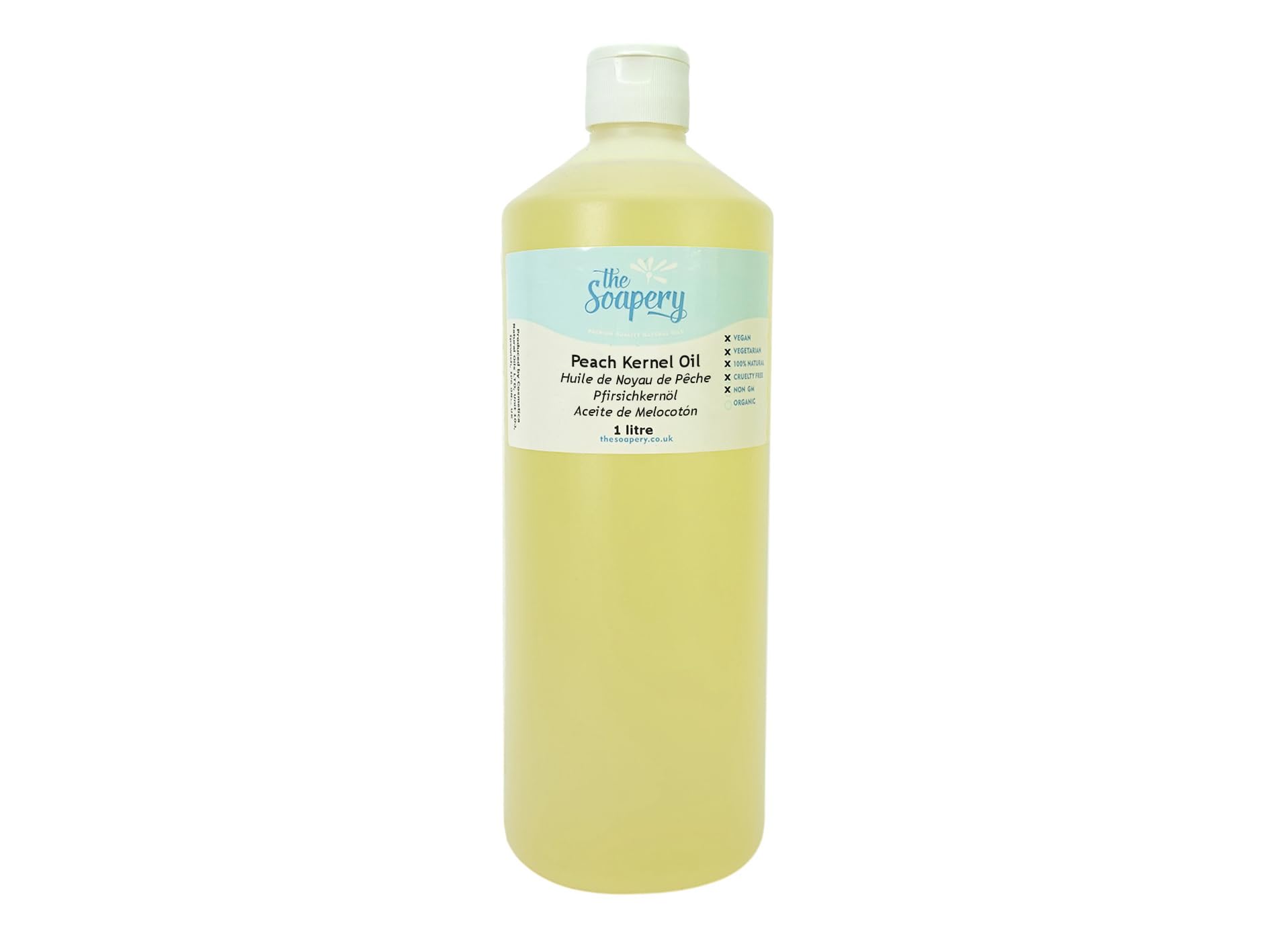 Peach Kernel Oil 1 Litre - Carrier Oil for Massage, Skin and Hair Treatments - 100% Pure and Natural