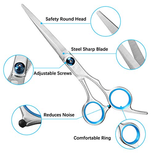 Ciseaux Coiffure Professionnels, liaboe 12PCS Kit Coiffure Ensemble de Ciseaux Coiffeur Ciseaux Désépaississant Cape Pinces à Cheveux Peignes Balais à Cou Materiel Coiffure Salon Barbier Maison( Noir)