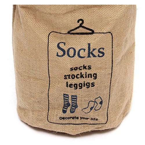 SODIAL(R) Cotton Linen Laundry Hamper Bag Washing Clothes Organizer Basket Bin Storage 1pc represent socks 2329cm - Thumbnail 3