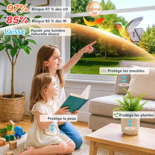 Zindoo Anti-Glare Anti-Heat Window Film 44.5 x 200 cm Good Mirror Effect Anti UV with Installation Kit Privacy Protection Sun Protection for Windows, Home, Office, Balcony, Shop