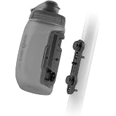 FIDLOCK Twist Bottle 450ml/15oz + Bike Base Magnetic Holder System, Smoke | Magnetic-mechanical lock, one-handed twist access, cage-free frame fit, secure rough-terrain hold, dishwasher-safe bottle