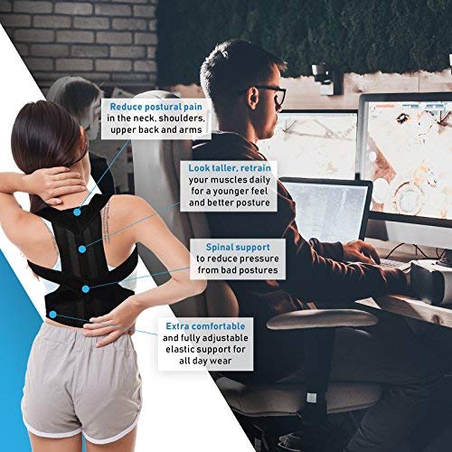 Posture Corrector for Women & Men - Back Brace & Shoulder Support Trainer for Pain Relief & Improve Bad Slouching Problems - Fully Adjustable Clavicle Medical Belt Straightener (Large) - Thumbnail 3