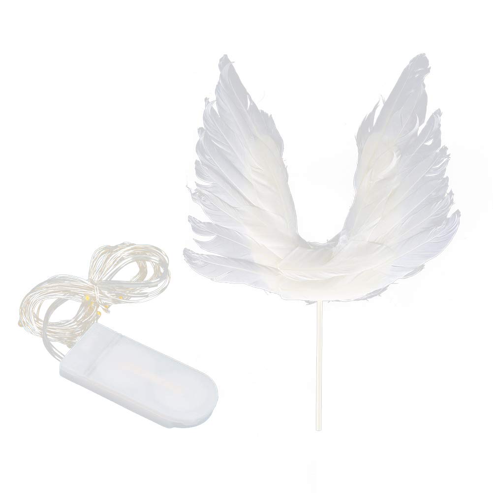 STOBOK Angel Wing Cake Picks Decoration with Led Light Creative Wings for Birthday Wedding Baby Shower Party Supplies Cake and Cupcake Accessories