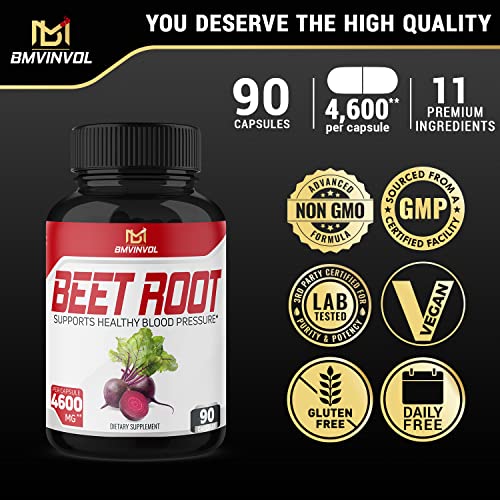 Beet Root Capsules 4600mg Herbal Equivalent 11in1 Powerful Blend of Olive Leaf, Garlic