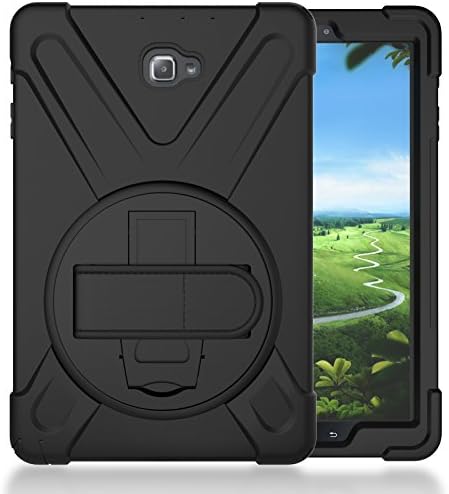 Galaxy Tab A 10.1 with S pen Case,Fashion Heavy Duty Shoulder Srap Wrsitlet Case Slim Cover Shockproof hard armor Shell Protective Holder with Kickstand for Samsung Galaxy Tab A 10.1 with S pen P580 / P585 Tablet (Black)