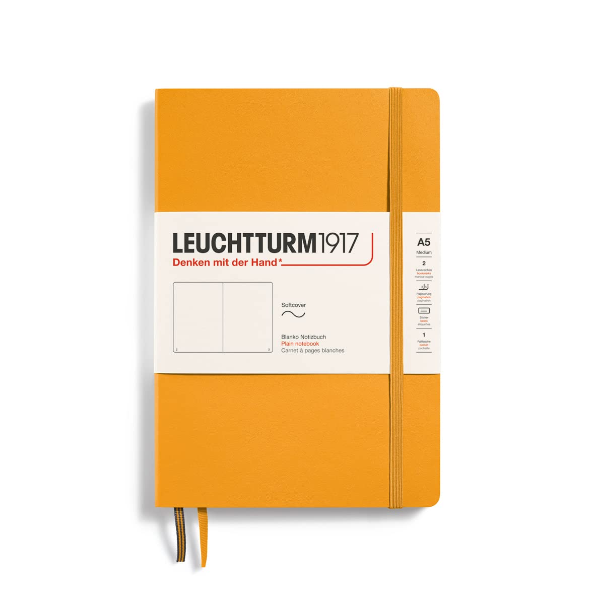 LEUCHTTURM1917 363402 Notebook Medium (A5), Softcover, 123 Numbered Pages, Rising Sun, Plain