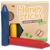 Honeysticks 100% Pure Beeswax Crayons - (6 Pack, Longs) Natural, Non Toxic, Safe for Toddlers, Kids and Children, Handmade in New Zealand, for 3 Years Plus