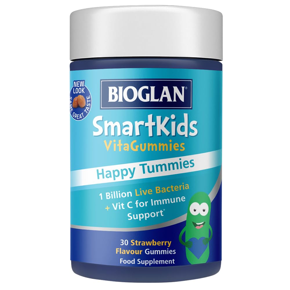 Bioglan SmartKids Happy Tummies | 1 Billion Live Bacteria | CFU | Vitamin C | Immune Support | 30 Gummies