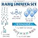 ARTIT Baby Shower Boy Blue Decoration Set All-in-1 Perfect Party Bundle Kit Hottest Favors - Banner Balloons Mommy to Be Sash Elephant Swirls Large Acrylic Pacifiers