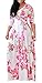Farktop Women's V Neck Long Sleeves Digital Graffiti Printed Prom Party Maxi Long Dress with Belt (XL, White)
