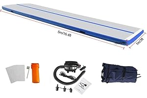 EZ GLAM 10ft/13ft/16ft/20ft Air Mat Tumble Track Inflatable Gymnastics Tumbling Track Mat with Electric Air Pump for Cheerleading/Practice/Beach/Park/Home use