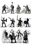 Plastic Toy Soldiers Medieval Vikings Painted Figure Set No.1 1/32 Scale 16 Pieces with Horses and Weapons! Marx Type Army Men Figures by Sunjade