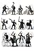 Plastic Toy Soldiers Medieval Vikings Painted Figure Set No.1 1/32 Scale 16 Pieces with Horses and Weapons! Marx Type Army Men Figures by Sunjade