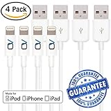 (4 Pack) [Apple MFi Certified] iPhone 6 Cord Lightning Cable Charging Connector by OnyxVolt - Fast Syncing Speeds to iPhone 5/6 iPad (Compatible with iOS 10) (4x 1m / 3.2ft Cord) OvyxVolt Guarantee