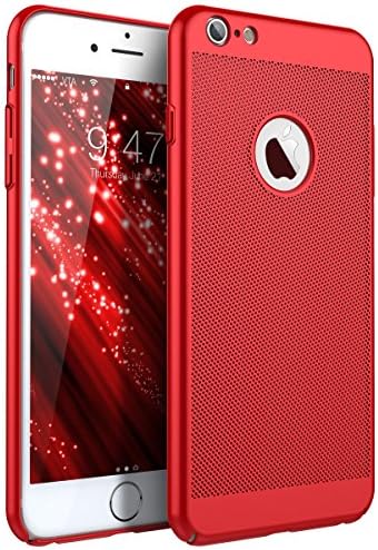 iPhone 6 Plus Case, iPhone 6S Plus Case, CinoCase Ultra Slim Mesh Case Lightweight Heat Dissipation Anti-Scratch Premium Hard PC Shell Protective Case Cover for iPhone 6 Plus/6S Plus - Red
