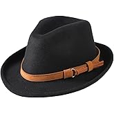 Short Brim Felt Fedora Hat Retro Style Wool Panama Hat Classic 20s Jazz Trilby Cap Manhattan Fedora for Men Women