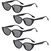 OULIGET Vintage Narrow Cat Eye Sunglasses,UV Fashion High Pointed Goggles for Women Plastic Frame,4 Pieces