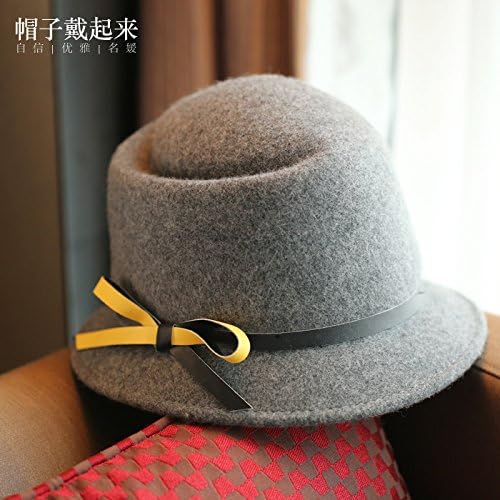 Vaevanhome Autumn And Winter Groove Top Pure Folder Folder Gray Hat Lady Material Wool Felt Belt Bow Hat