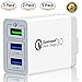 Galaxy S9 S8 S7 S6 Edge Plus Note 8 LG G2 G3 G4 Quick Charge 3.0 30W USB Charger with 3-Port USB for Samsung Adaptive Fast Charging for Up to 4x Faster Charging Premium Version