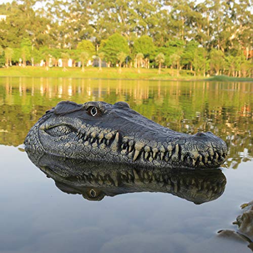 UKSAT Floating Alligator Head Decoy,2.4GHz RC Movable Crocodile Boat with Propeller,Alligator Head Decoy & Pond Float for Pool,Pond,Garden and Patio - Thumbnail 6