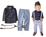 Baby Boy Long Sleeve T-shirt Suspender Straps and Pants Clothing Sets Outfit