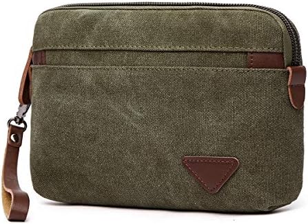 Collsants Canvas Wristlets Bag Large Clutch Wallets Purse Zipper Pouch Handbag Organizer