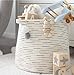 Laundry and Storage Cotton Rope Basket for Laundry, Toys, Baby Boys or Girls Room | Woven Bins with Pom Poms| Use as Hamper, Toy and Storage Basket