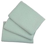 Sinland Kitchen Towels Microfiber Waffle Weave Hand Towels drying towel Tea Towels 16 Inch X 32 Inch 3 Pack Light Jade