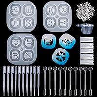 Resin Casting Molds, 143 Pcs Jewelry Casting Making Molds Set Kit,Silicone Constellation Shape Paperweight Pendant,Screw Eye Pins,Disposable Plastic Cups,Stirrers,Droppers,Disposable Gloves