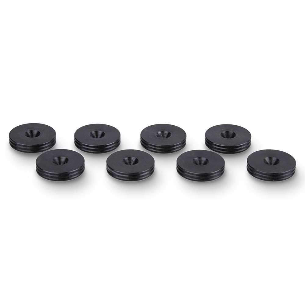 PrecisionGeek® Slim Speaker Spike Pads – Isolation Pads with Decorative Grooved Edge for HiFi Speakers, Subwoofers & Speaker Stands (Ø20 mm – Black Steel – Pack of 8)