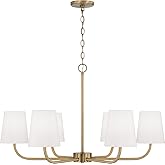 Capital Lighting 449462AD-706 Brody Transitional Contemporary Minimalistic White Fabric Round Chandelier, 6-Light 360 Total W