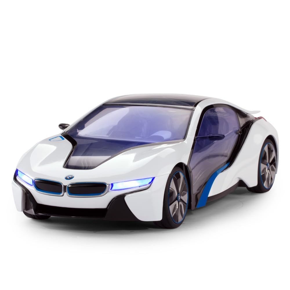 RASTAR BMW Toy Car, RC Cars 1/14 BMW i8 Remote Control Car for Kids, Interior Lights, White 2.4G