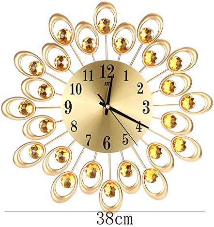 Luxury Rhinestone Flower Wall Hanging Metal Art Silent Wall Clock, Living Room Modern Design Home Decoration Items, Bedroom, Dining Table, Cafe Wall Hangings,Gold