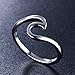 Bamos Minimalism 925 Sterling Silver Opal Wave Ring for Girls Daily Wear