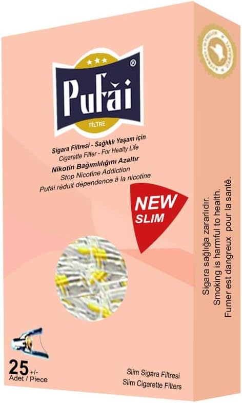 Pufai Slim Cigarette Filters Tar Blocker Compatible 5mm 6mm 25 Pieces 1 Box Rose