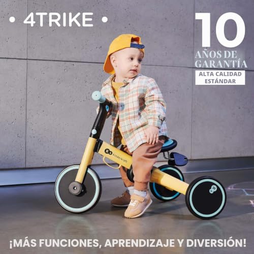 4TRIKE Triciclo 3 en 1, Minibicicleta, sin Pedales, Bicicleta bebé, para niños, Minitriciclo de Equilibrio, Plegable, Asiento Ajustable, 12 meses - 5 años, 25 kg, Amarillo y Azul