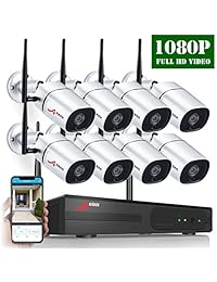 [2019 Newest] 1080P HD Wireless Security Camera System, ANRAN 8CH NVR Security Camera System 8pcs 2MP WiFi Surveillance IP Cameras Indoor Outdoor Video Security System Plug Play Night Vision (NO HDD)