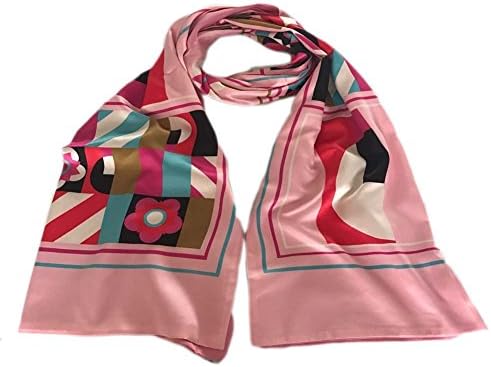 S&amp;S Women's Floral Print Double Layered Shawl Silk Satin Long Scarves Wrap 20"x69" (50175cm, 1-Pink)